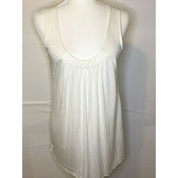 Ann Taylor Loft White Modal Sleeveless Pleated Tank Top M - Picture 1 of 4